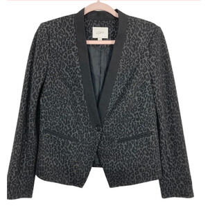 Ann Taylor Loft Gray And Black Animal Print One Button Blazer Size 4